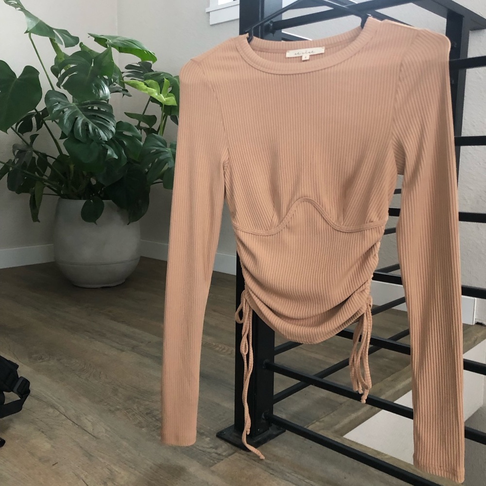 Tan fitted Long Sleeve